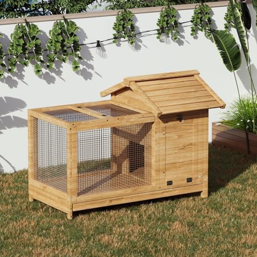 Wooden rabbit hutch with internal metal ramp — photo 4