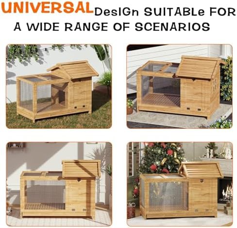 Wooden rabbit hutch with internal metal ramp — photo 5