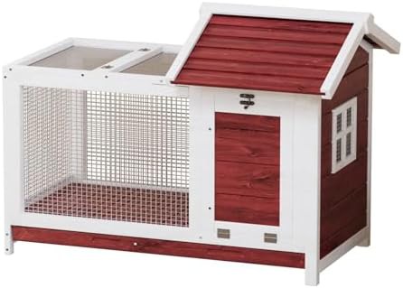 Wooden hutch with anti chew metal frame