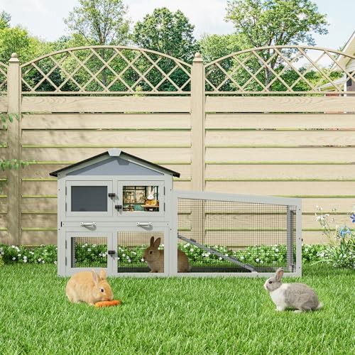 Grey outdoor waterproof wooden bunny hutch