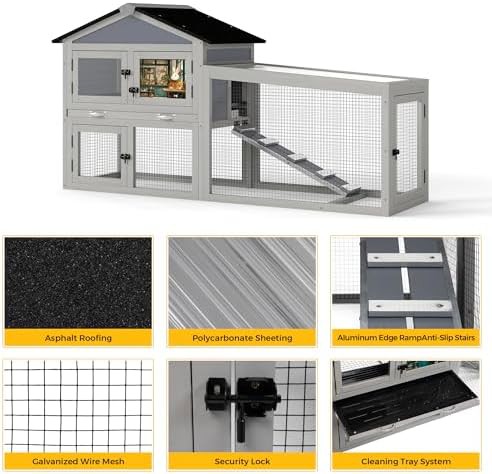 Grey outdoor waterproof wooden bunny hutch — photo 4