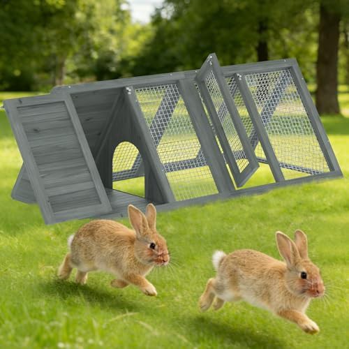 Modern grey A-frame wooden hutch