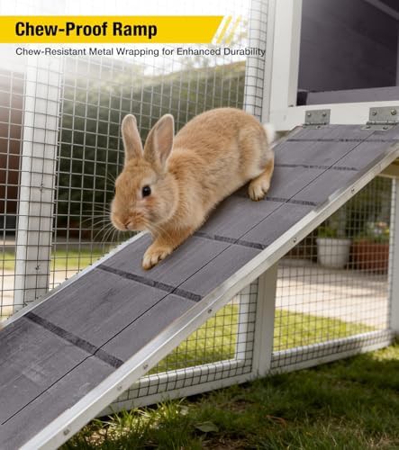 Grey two tier wooden bunny cage — photo 3