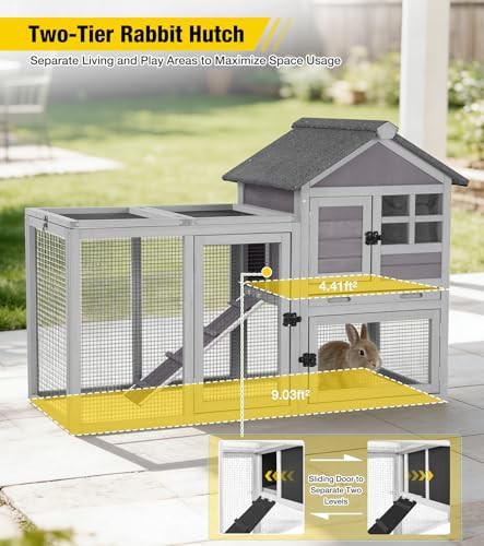 Grey two tier wooden bunny cage — photo 5