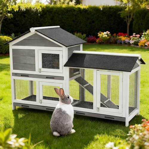 Indoor Bunny Hutch with Triple Leak-Proof Trays