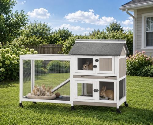 Waterproof wooden hutch with three trays