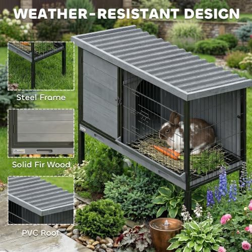 Elevated hutch with light gray plastic roof — photo 3