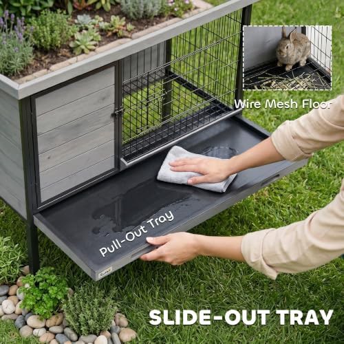 Elevated hutch with light gray plastic roof — photo 4