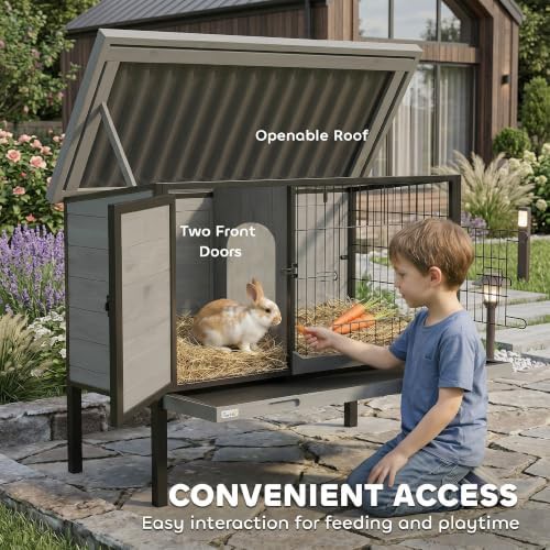 Elevated hutch with light gray plastic roof — photo 5