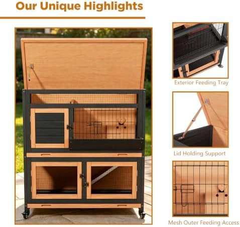 Wooden Hutch with Wheels and Waterproof Roof — photo 3