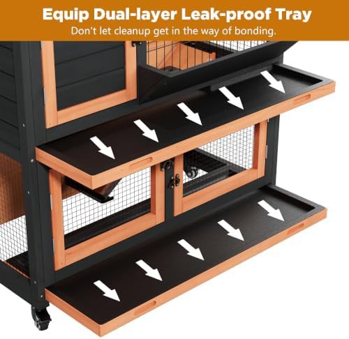 Wooden Hutch with Wheels and Waterproof Roof — photo 4
