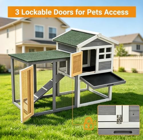 Wooden Two Story Outdoor Rabbit Hutch — photo 4